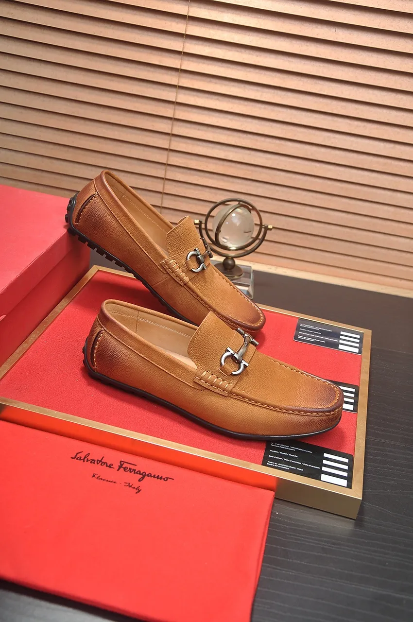 Men's shoes 💰460💶 [Ferragamo/Ferragamo] The latest model in the counter. Original imported open-sided fine cowhide hand-woven + imported 🐂 cowhide + original luxury metal buckle + original combination outsole. No pressure in comparison 38--44🎉